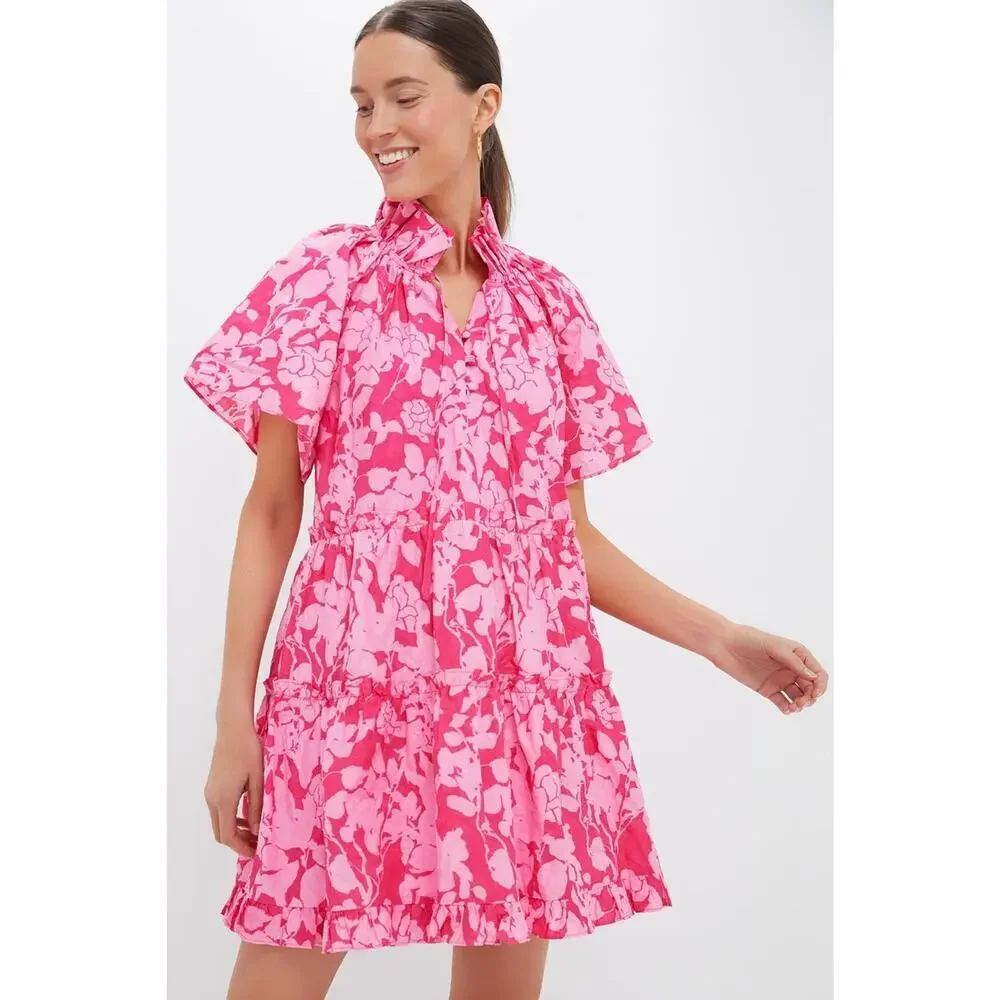 HYACINTH HOUSE Pink Textured Floral Thea Mini Dress Size XL NWT - Picture 1 of 8